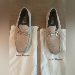 SALVATORE FERRAGAMO Parigi Bit Driving Moccasin Cotton Calf Suede US Size 11